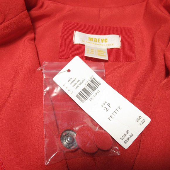 Anthropologie Maeve Sequin Blazer Dress Red - 2 Petite 2P - Picture 12 of 12
